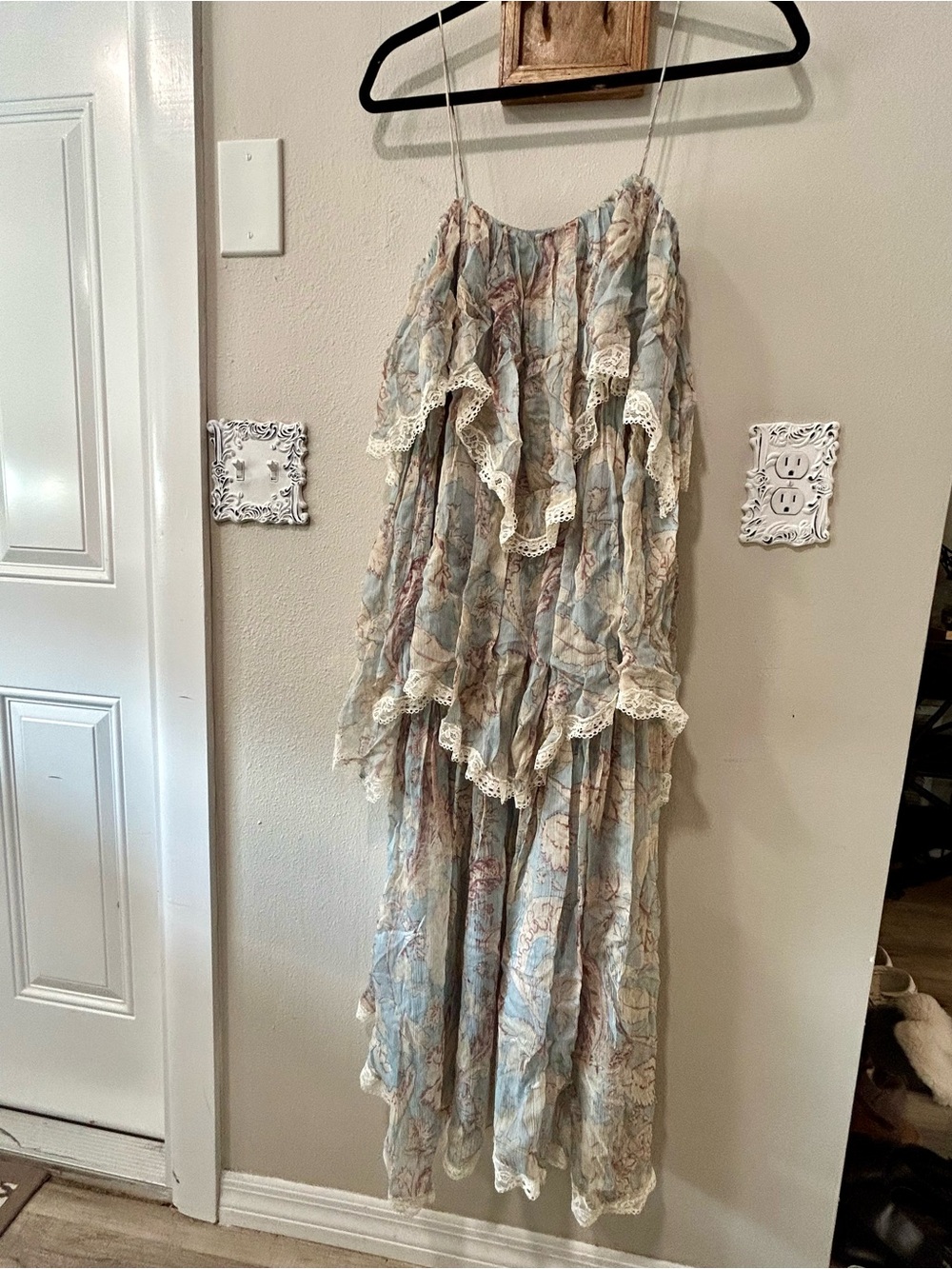 Zara Pastel Floral Tiered Ruffle Jumpsuit in Blue, Cream, Blush